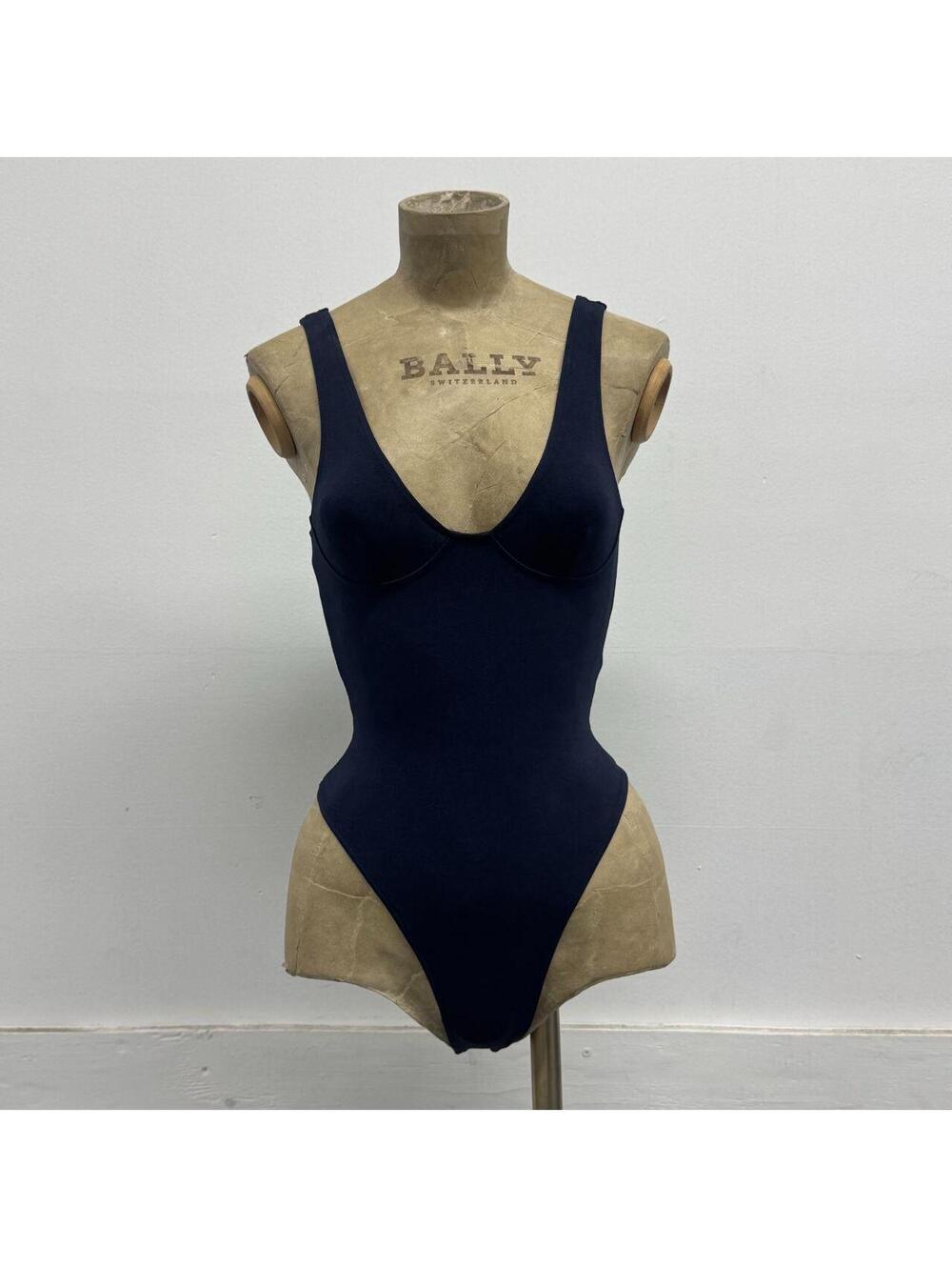 Los Angeles Apparel Navy Blue Cotton Spandex Underwire Bra Bodysuit